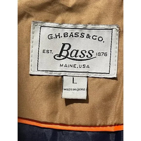 G.H. Bass & Co. Women’s Quilted Jacket Size L Brown Ribbed Sleeves Zip Up - Picture 8 of 16